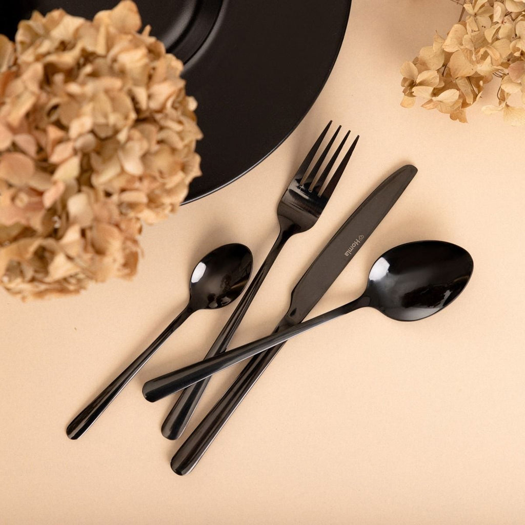 Zestaw sztućców B2LUGANO czarnych 24 szt