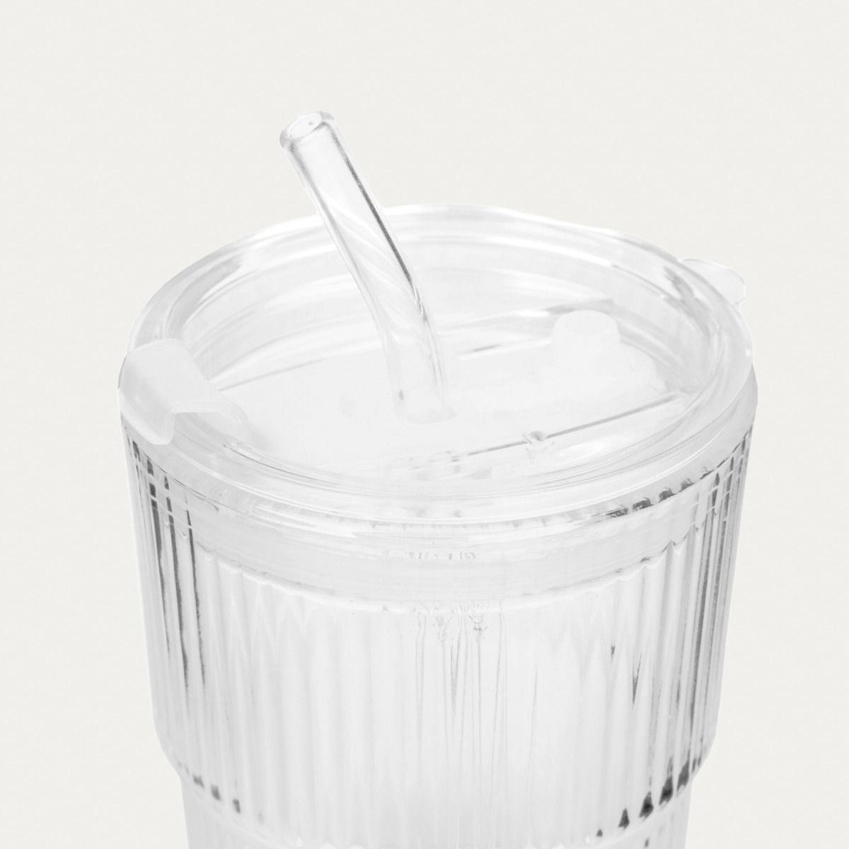 Szklanka EMBO GROOVE ryflowana ze szklaną słomką 0,4 l