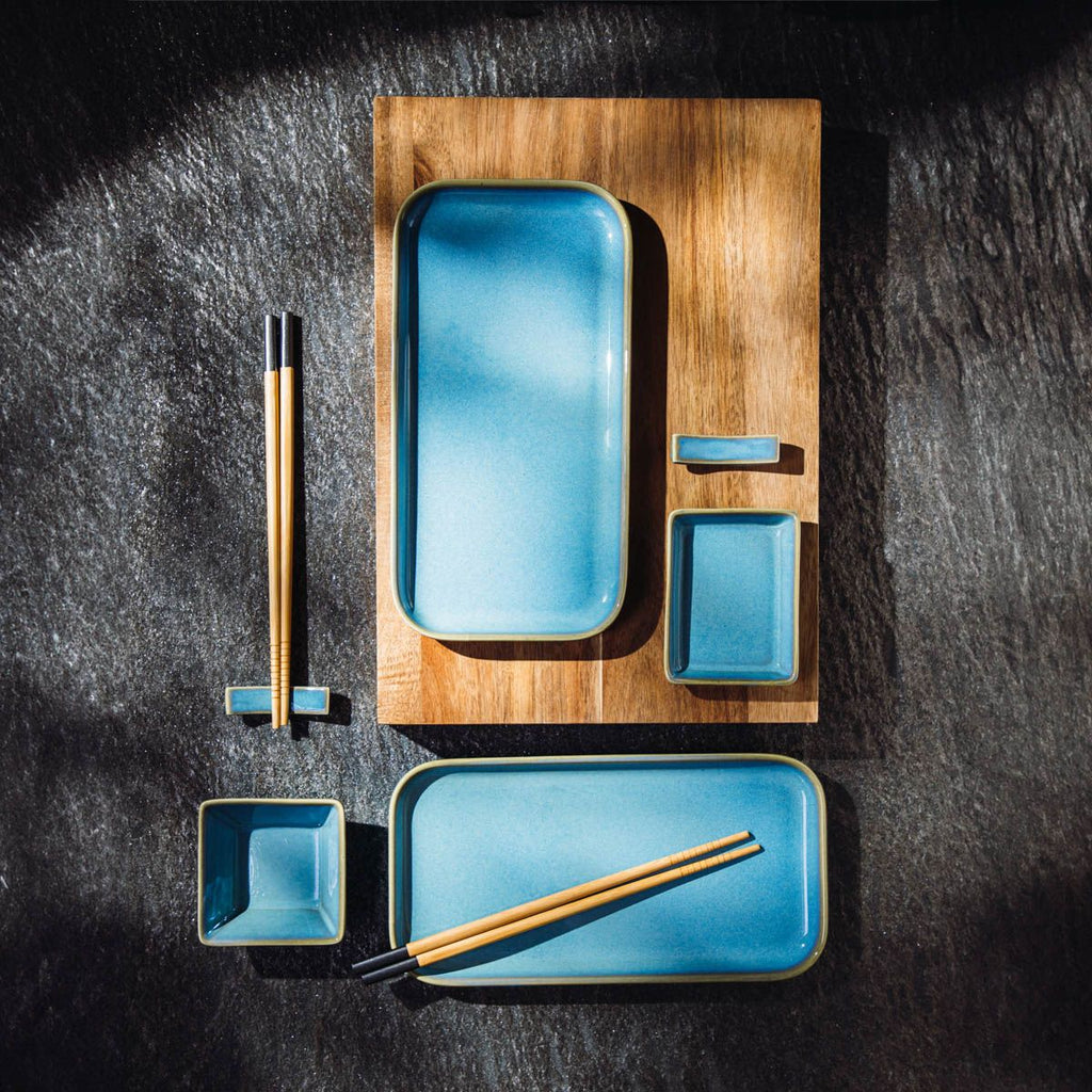 Zestaw do sushi OKINAWA dla 2 osób turkusowy 8 el