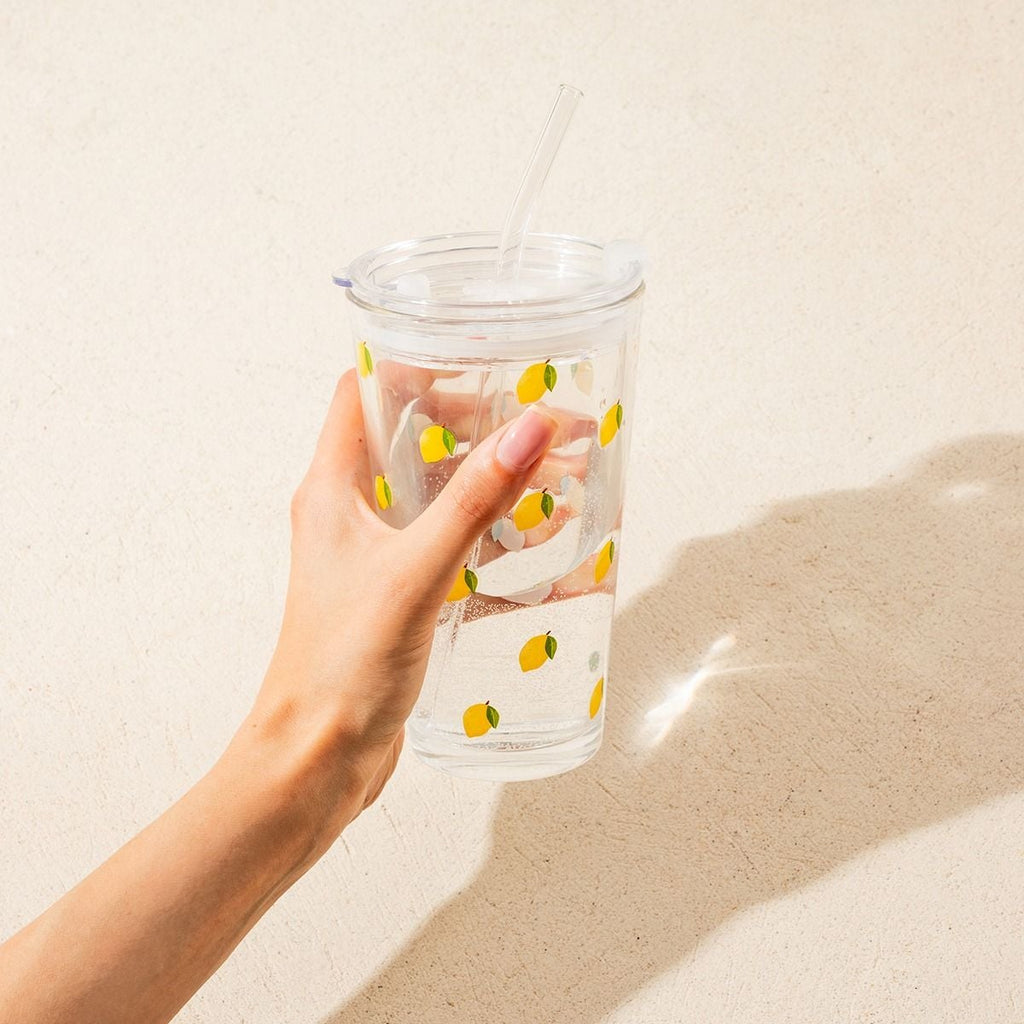 Szklanka EMBO SUMMER ze słomką w cytrynki 0,4 l