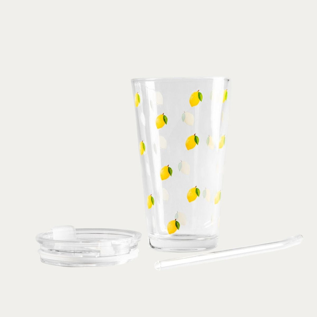 Szklanka EMBO SUMMER ze słomką w cytrynki 0,4 l