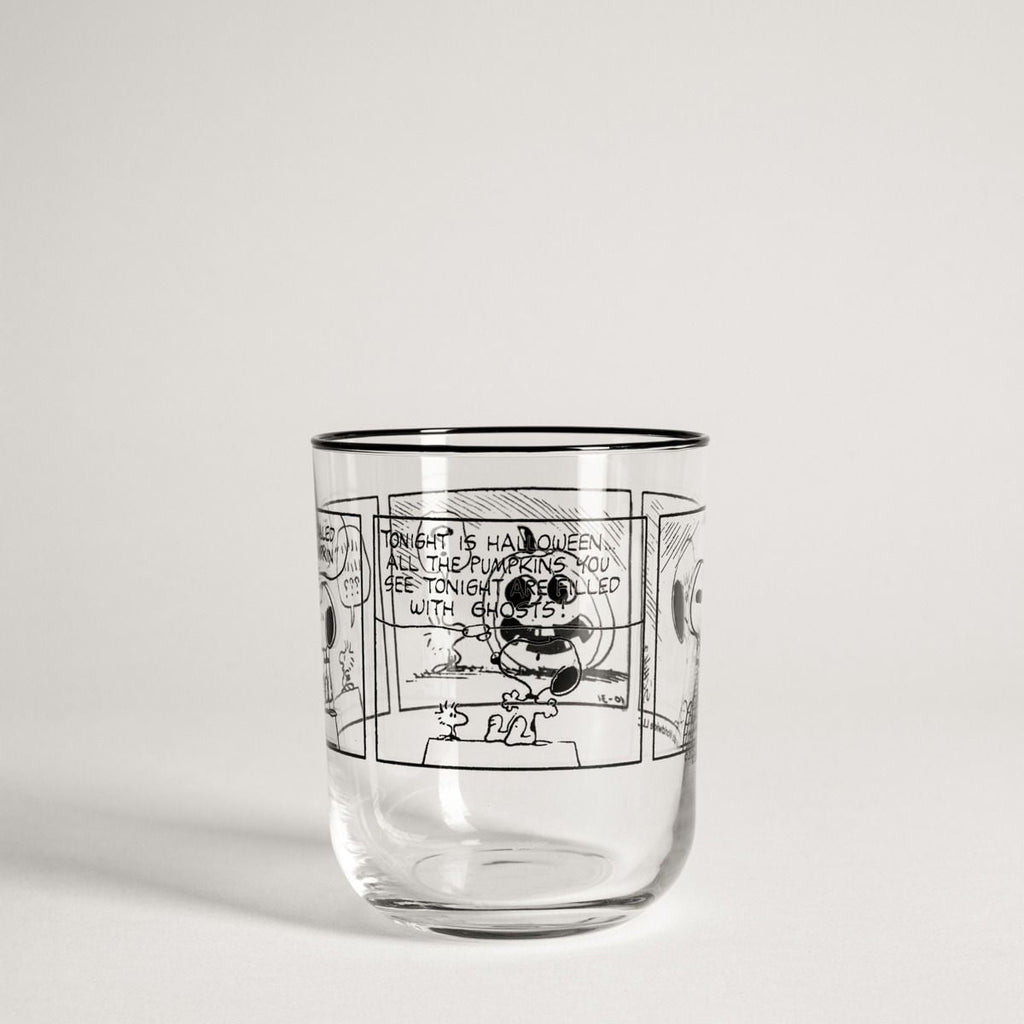 Szklanka SNOOPY z printem komiksu i czarnym rantem 0,3 l