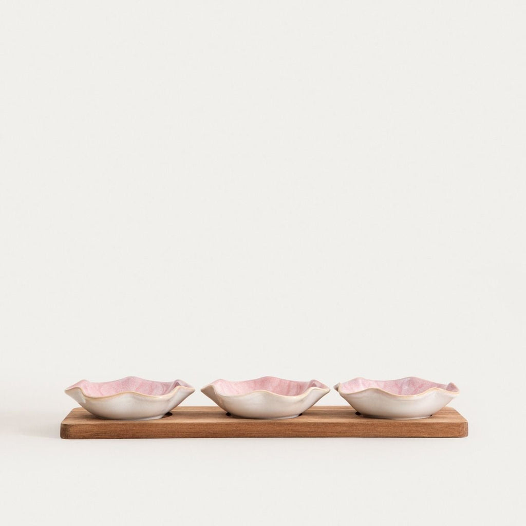 Zestaw do serwowania SAKURA z różowymi miseczkami, 32,5x10x3 cm 4 el.