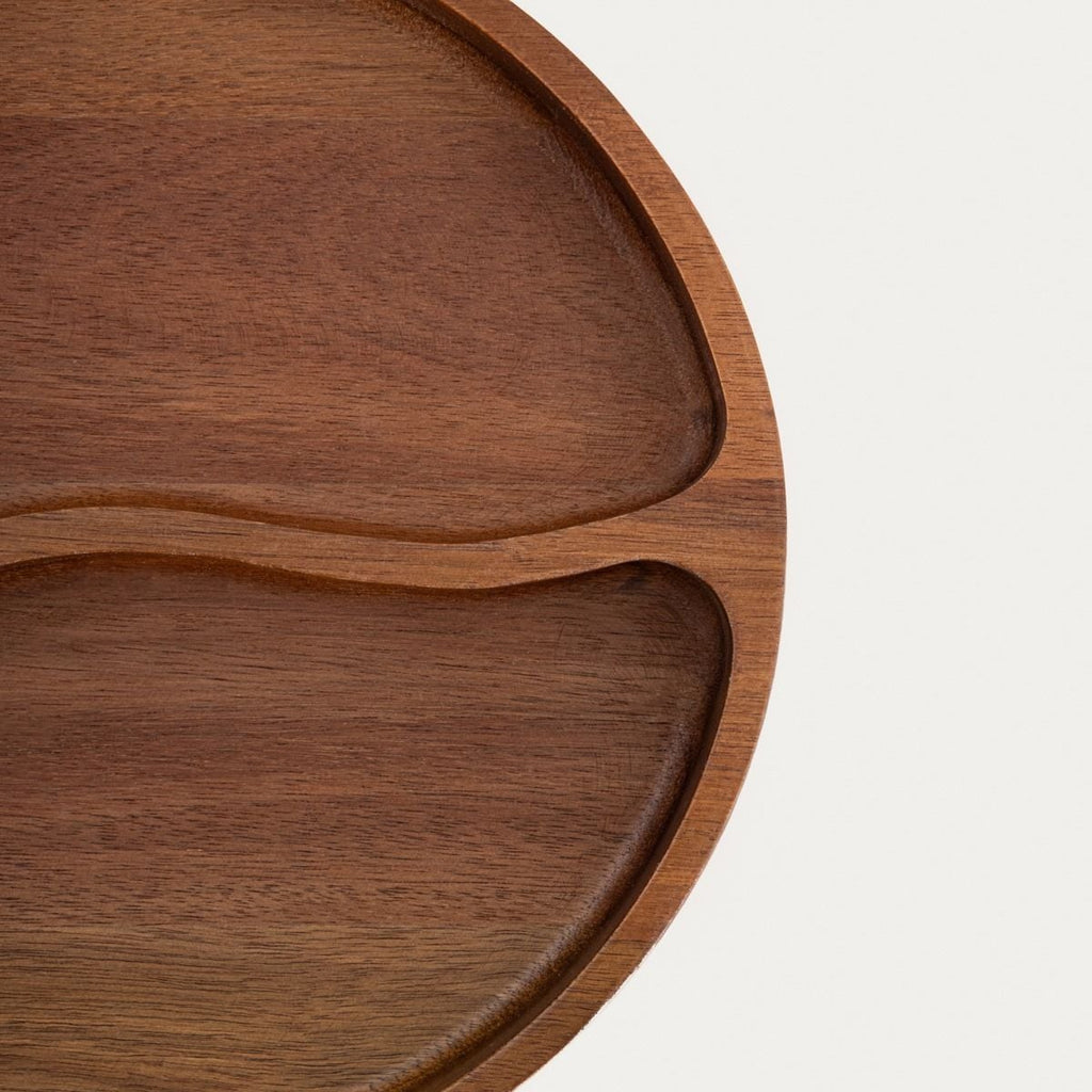 Półmisek MOOKA z drewna akacjowego z dwoma przegródkami 26 cm