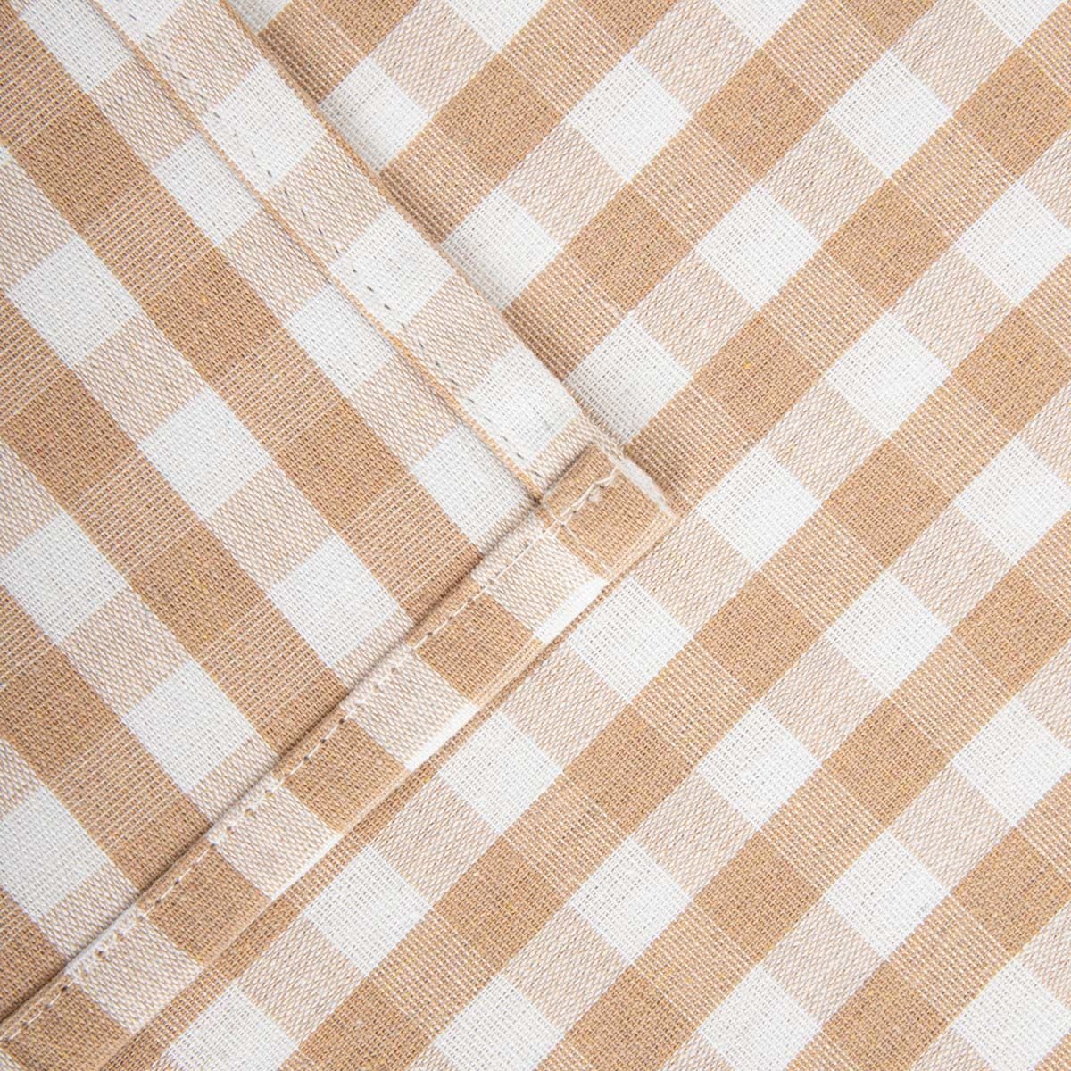 Bieżnik ABRIL beżowy w kratkę z ozdobnym haftem 40x160 cm