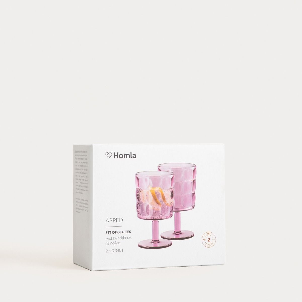 Zestaw szklanek APPED różowe na nóżce 340 ml 2 szt.